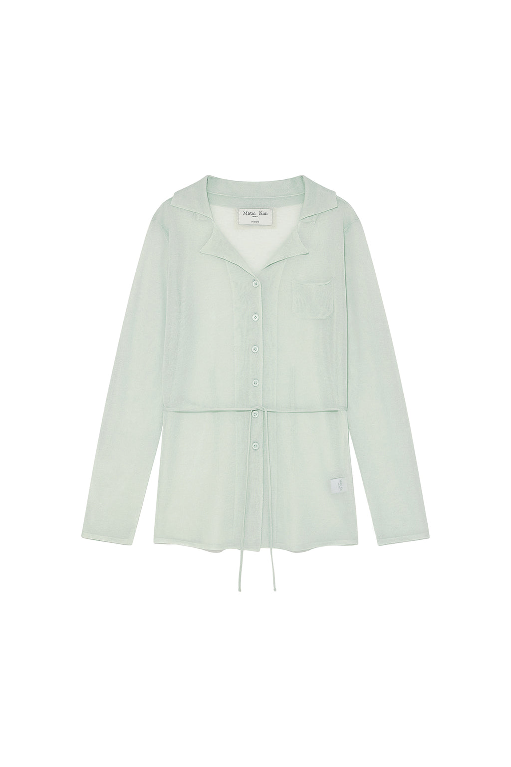 Matinkim String Point Plain Long Cardigan IN Mint