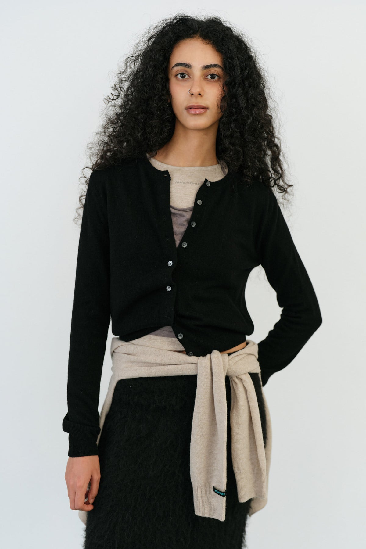 Instantfunk Essential Wool Round Cardigan - Black