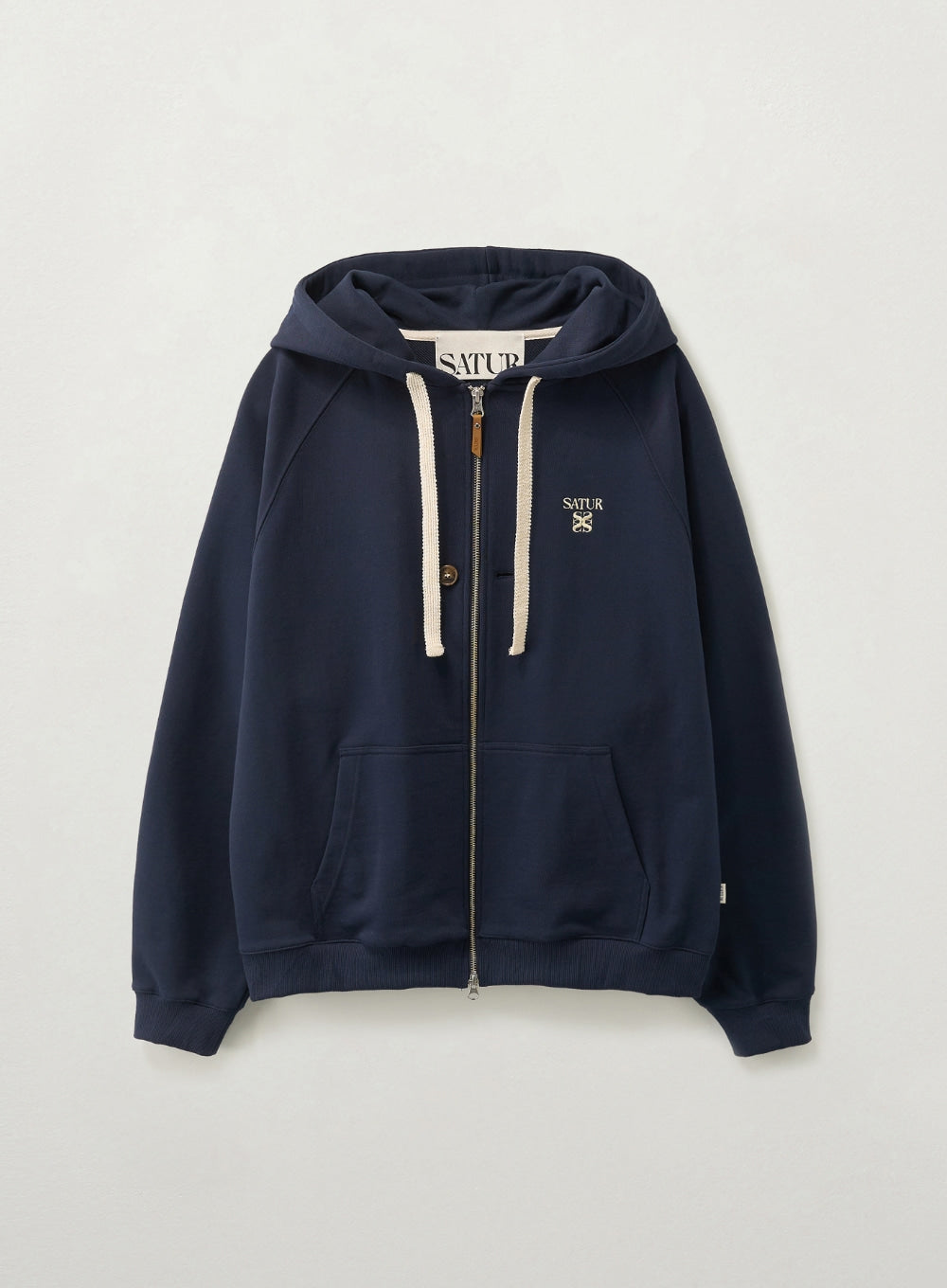 [satur] Loren Small Logo Hood Zip-up - Navy