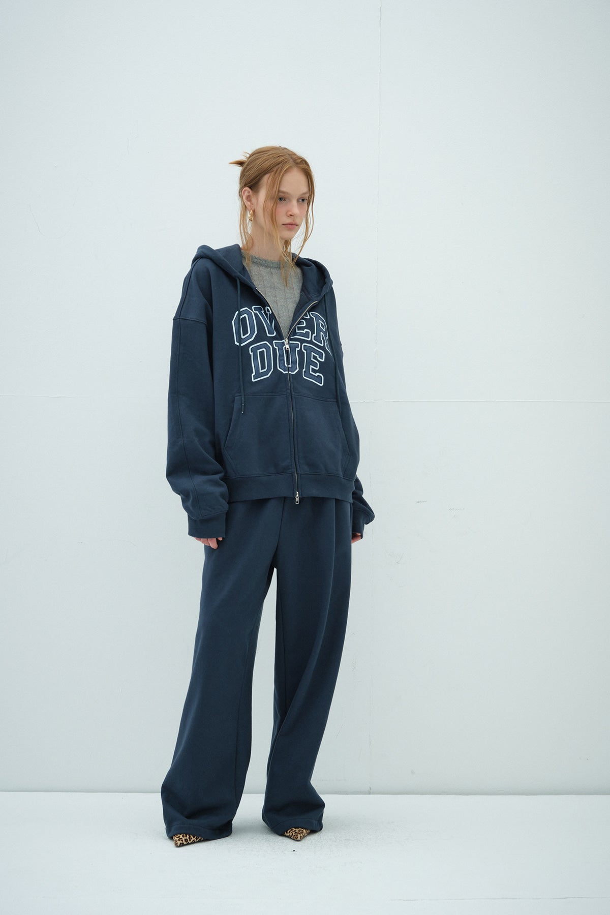 Overdueflair Two-Way Wide Sweat Pants Navy