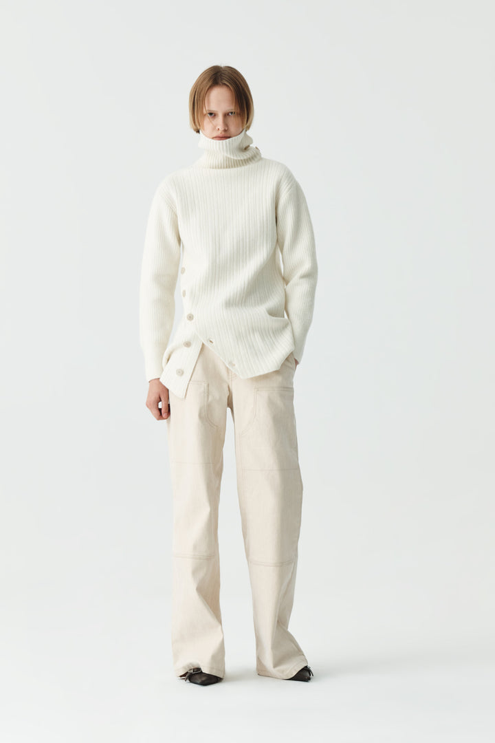 Matinkim Button Slit Knit Dress IN Ivory