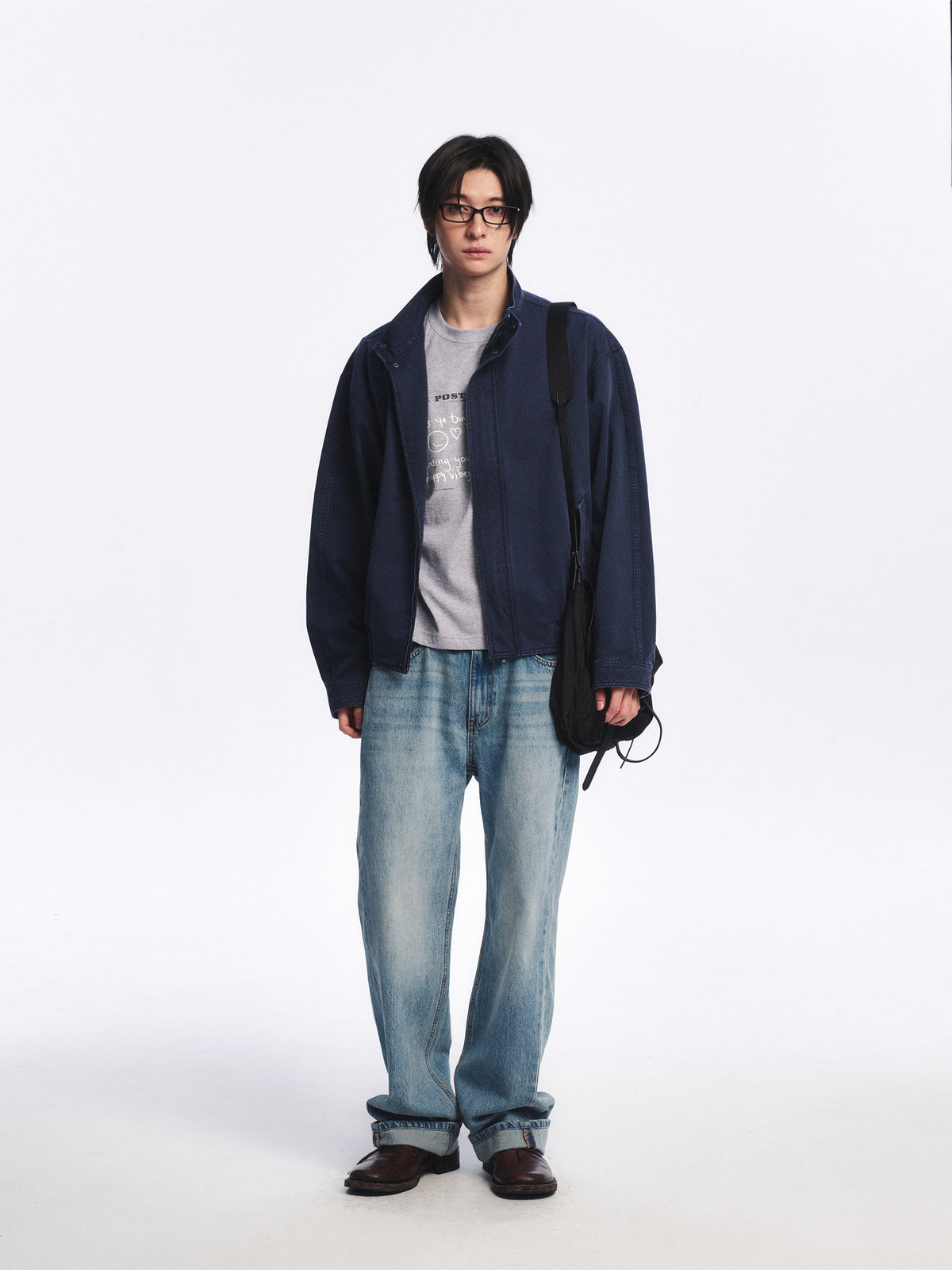 Low Classic Washed Cotton Jumper Navy Blue
