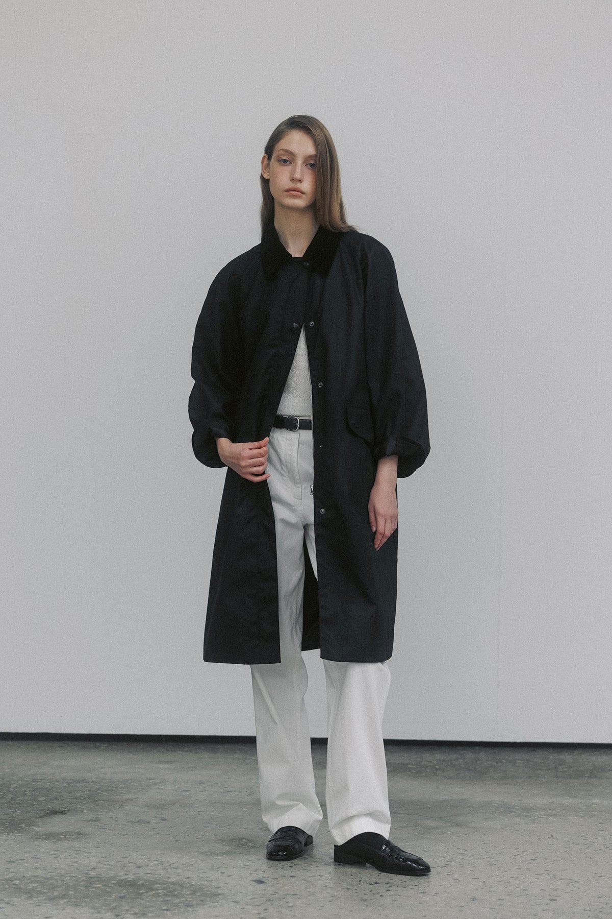 Nothing Written Waxed cotton hooded trench (Black)