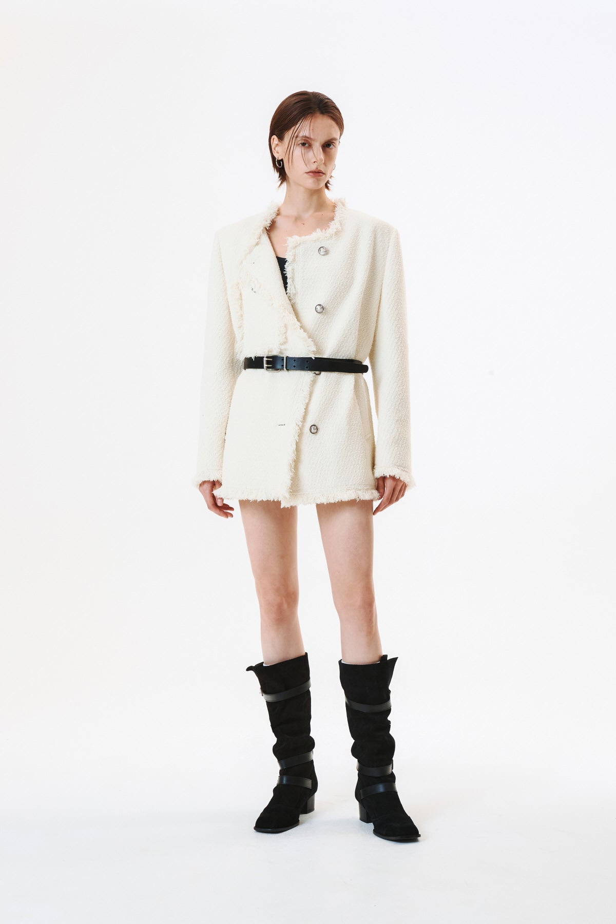 Matinkim Patch Pocket Tweed Jacket IN Ivory