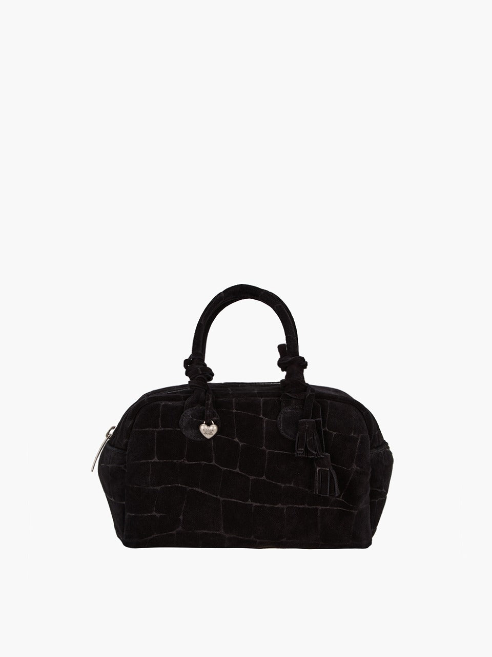 Margesherwood Soft Bowling black croc-effect suede