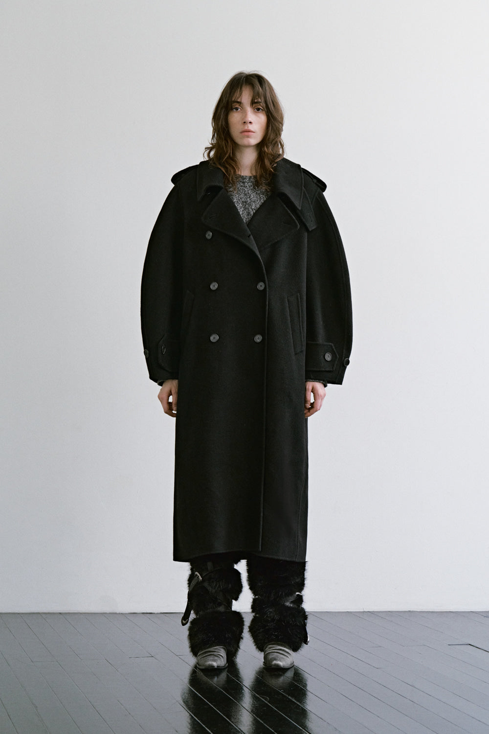Treemingbird Volume-sleeve Handmade Coat Black