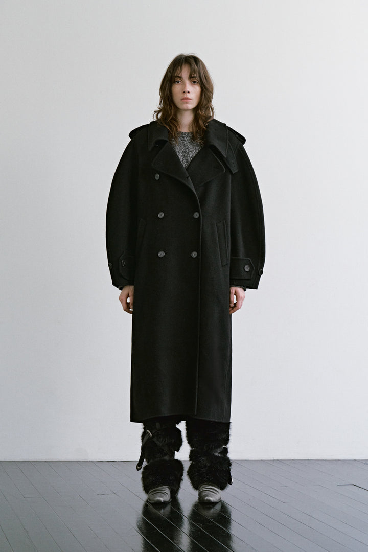 Treemingbird Volume-sleeve Handmade Coat Black