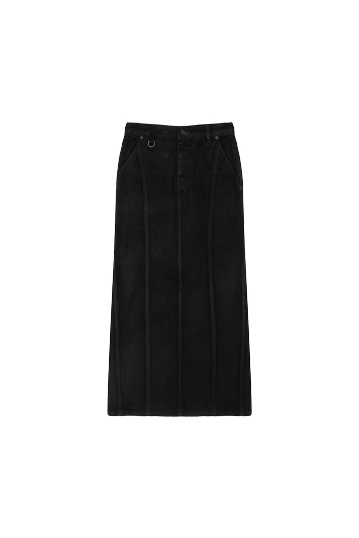 Matinkim Wax Coating Denim Skirt IN Black