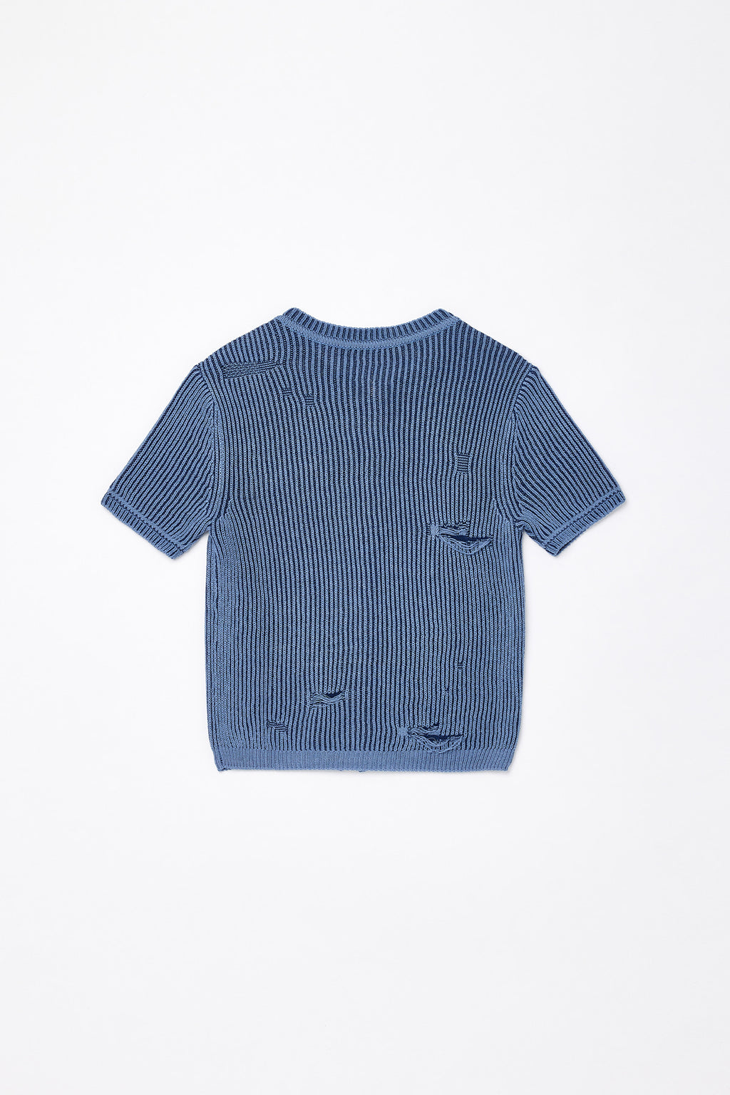 Matinkim Matin Kim Damaged Half Sleeve Knit Zip UP IN Blue