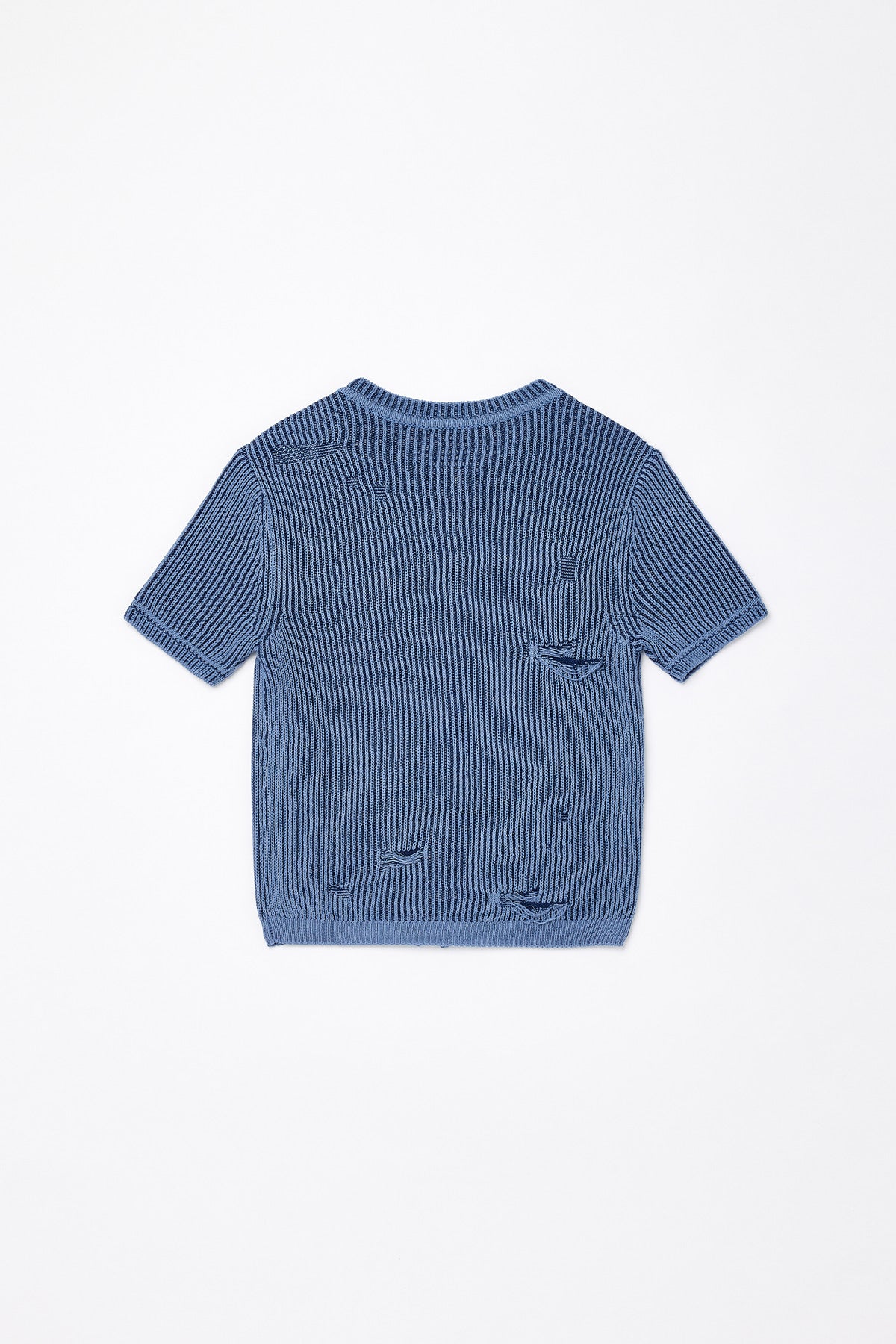 Matinkim Matin Kim Damaged Half Sleeve Knit Zip UP IN Blue