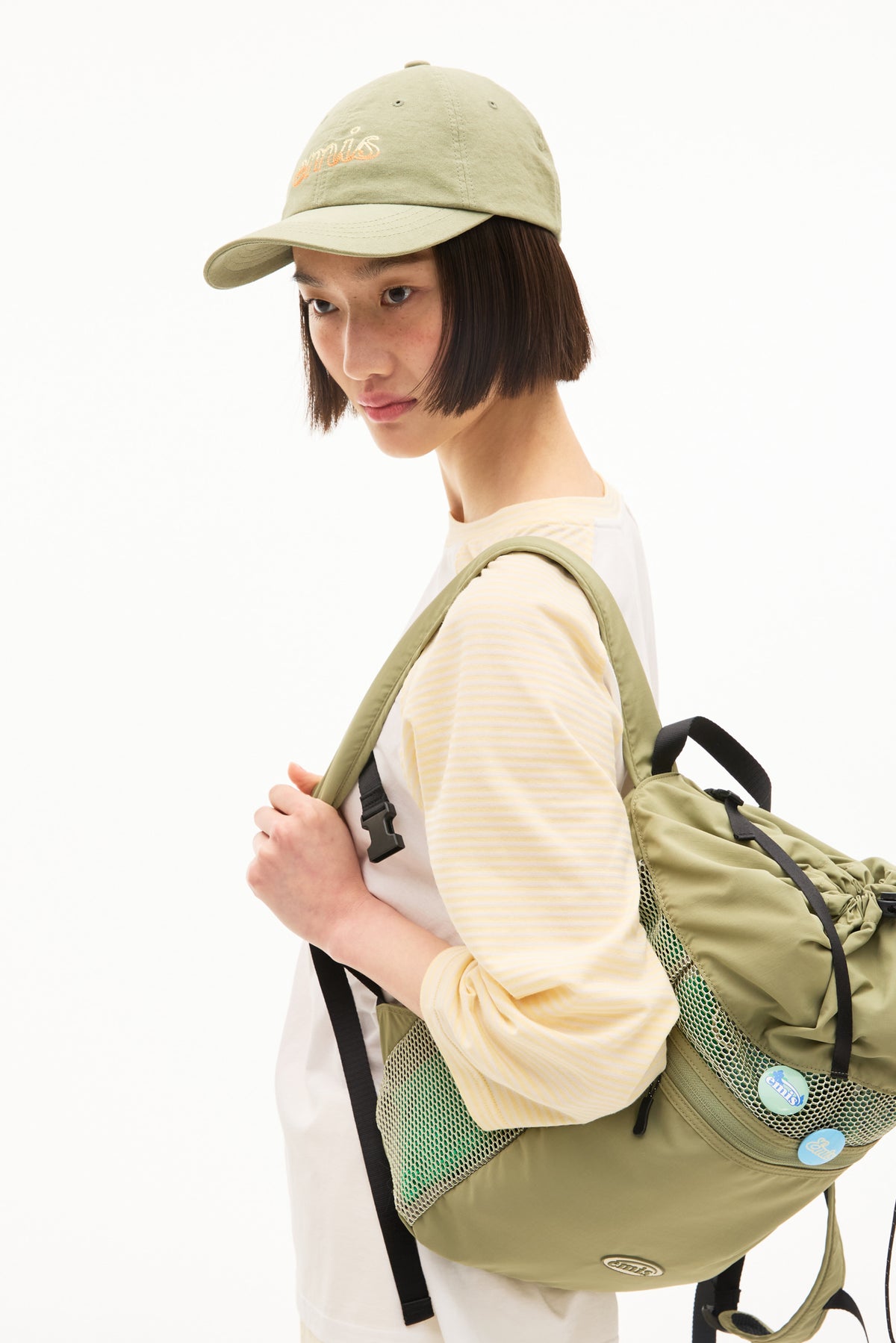 Emis Mesh String Backpack-Olive
