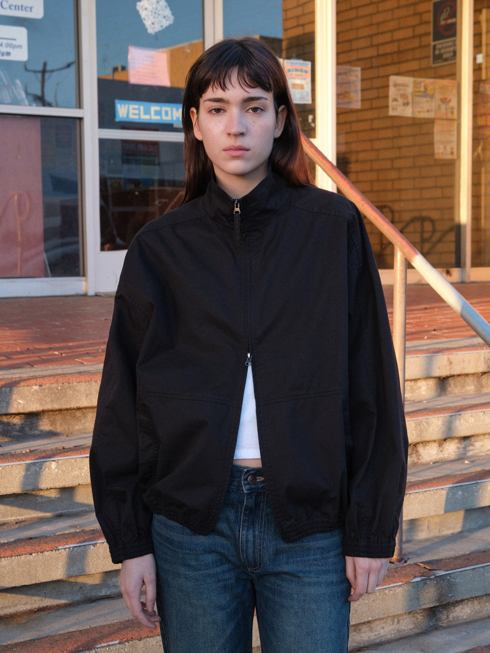 Low Classic Washed Cotton Oversized Blouson Black