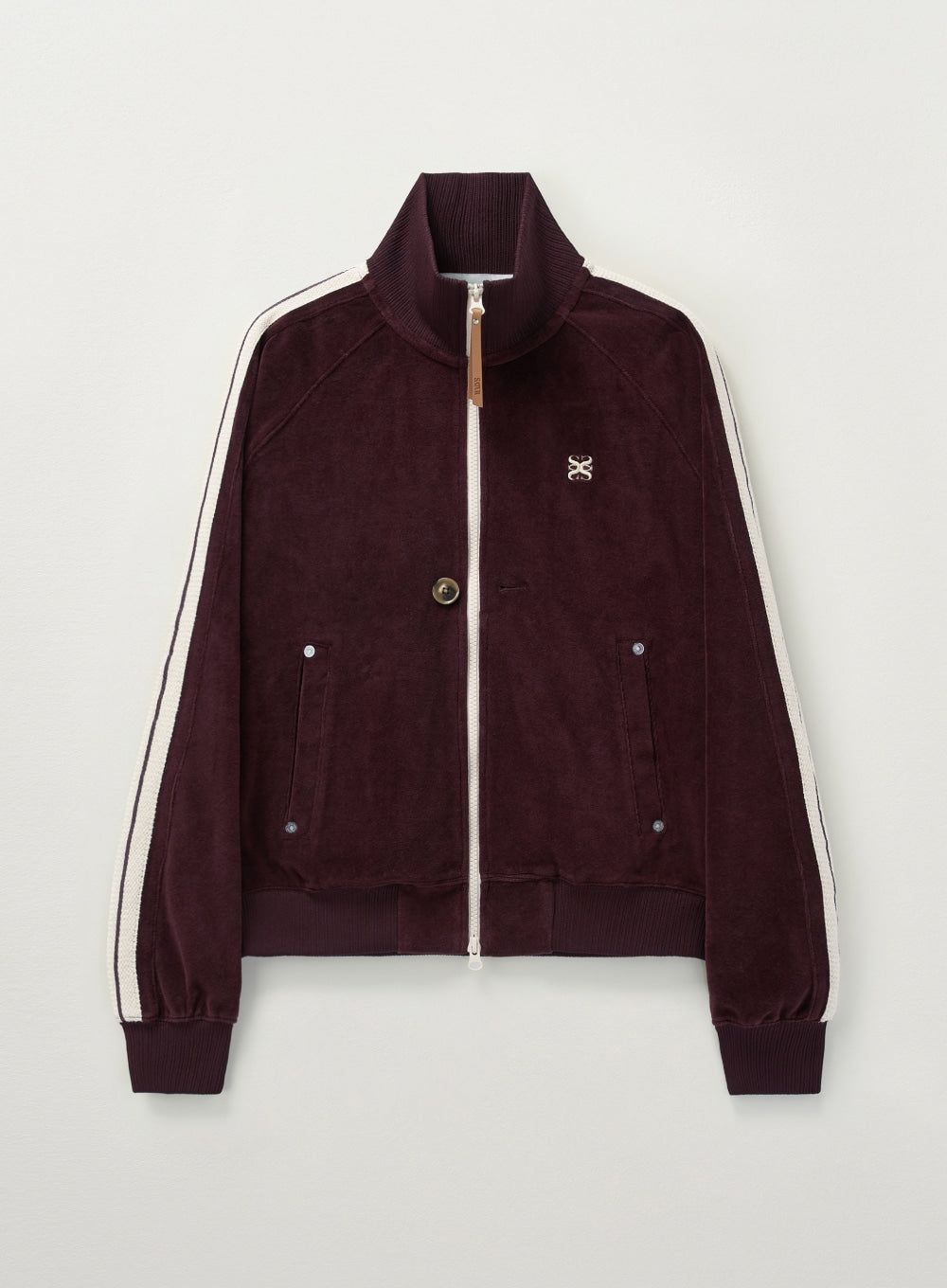 [satur] (W) Lawton Velour Track Zip-up Jacket - Burgundy