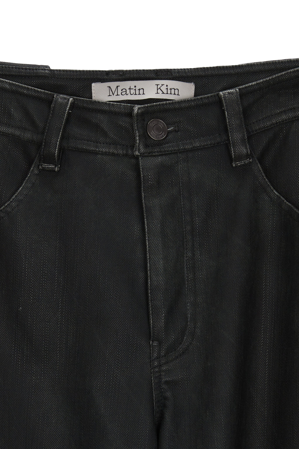 [matinkim] BIKER DETAIL WASHED LEATHER PANTS IN KHAKI