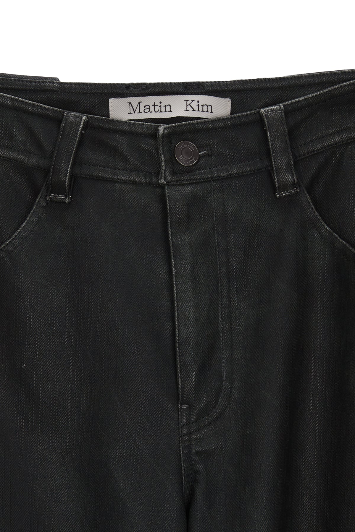 [matinkim] BIKER DETAIL WASHED LEATHER PANTS IN KHAKI