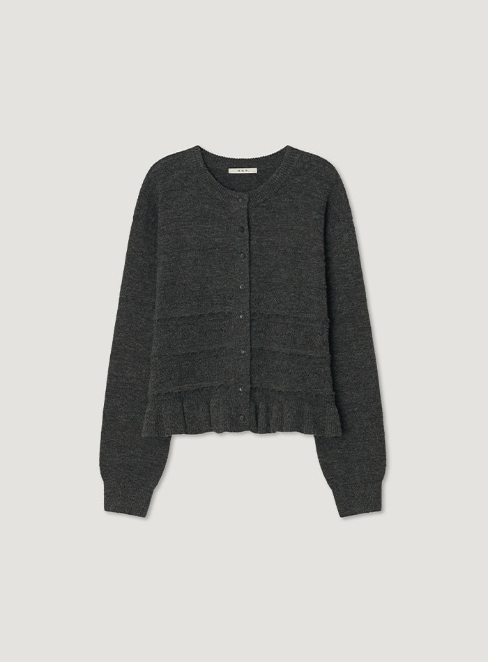 Mango Maniplease Suki Frill Cardigan Charcoal