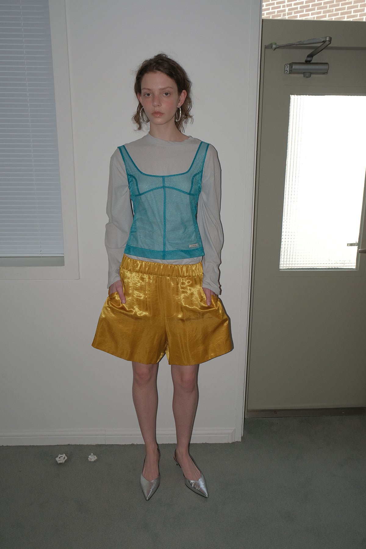 Overdueflair Texture Wide Half Pants Gold