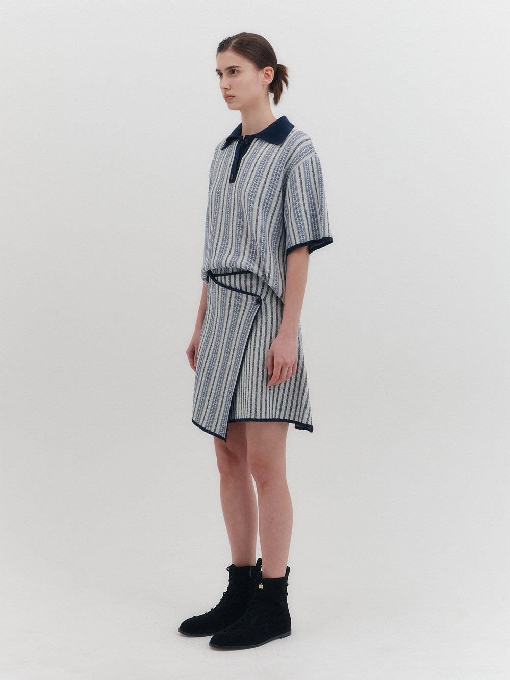 EENK Jacquard Knit Top - Blue