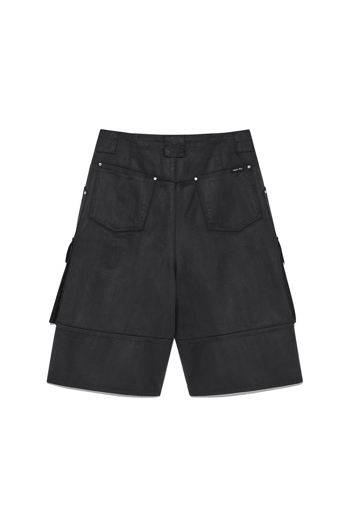 Matinkim Coated Cotton Bermuda Pants For Men IN Charcoal
