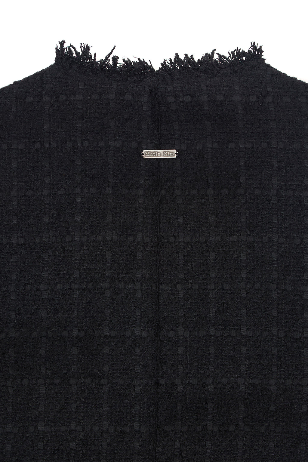 [matinkim] TWO WAY COLLARLESS TWEED JACKET IN BLACK