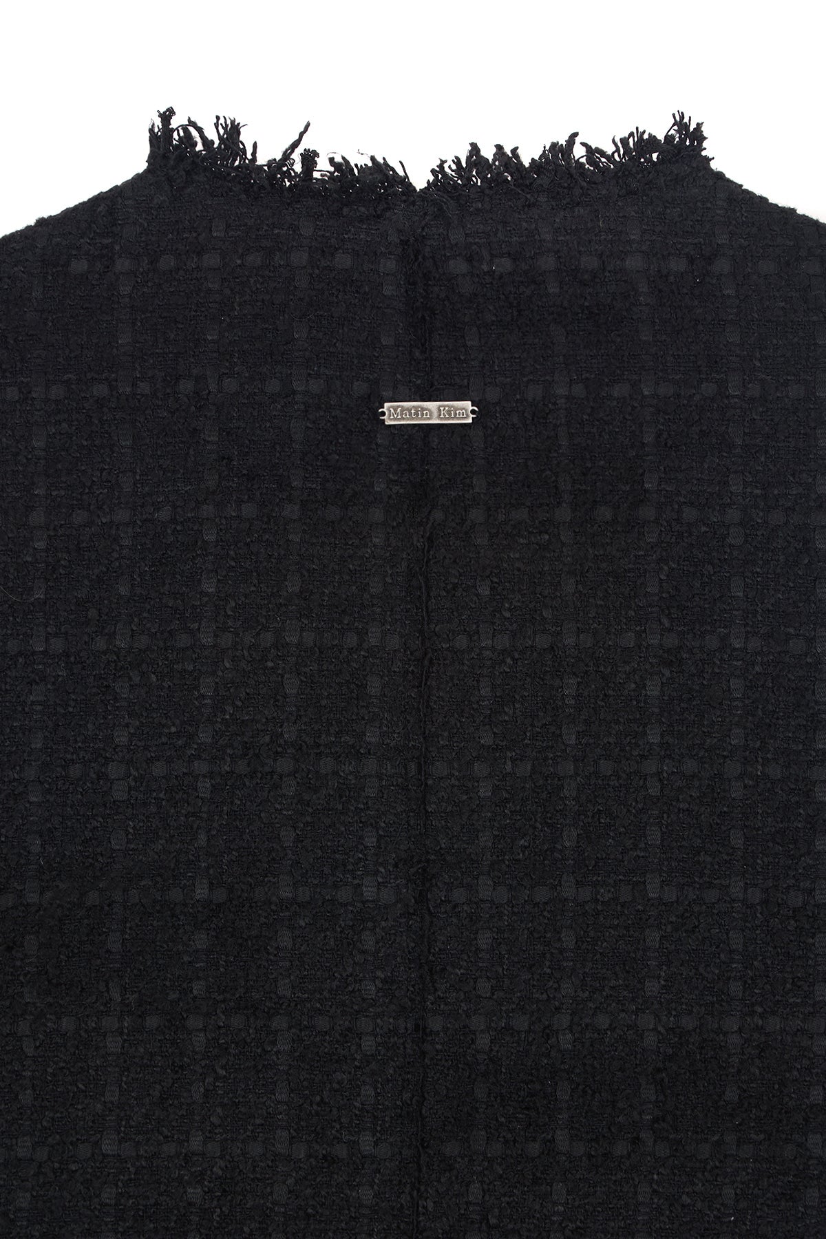 [matinkim] TWO WAY COLLARLESS TWEED JACKET IN BLACK