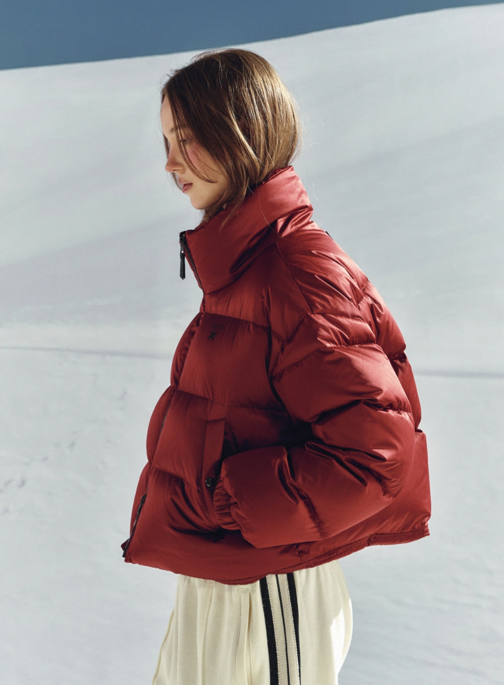 [satur] (W) Loren Crop Duck Down Padding - Burgundy