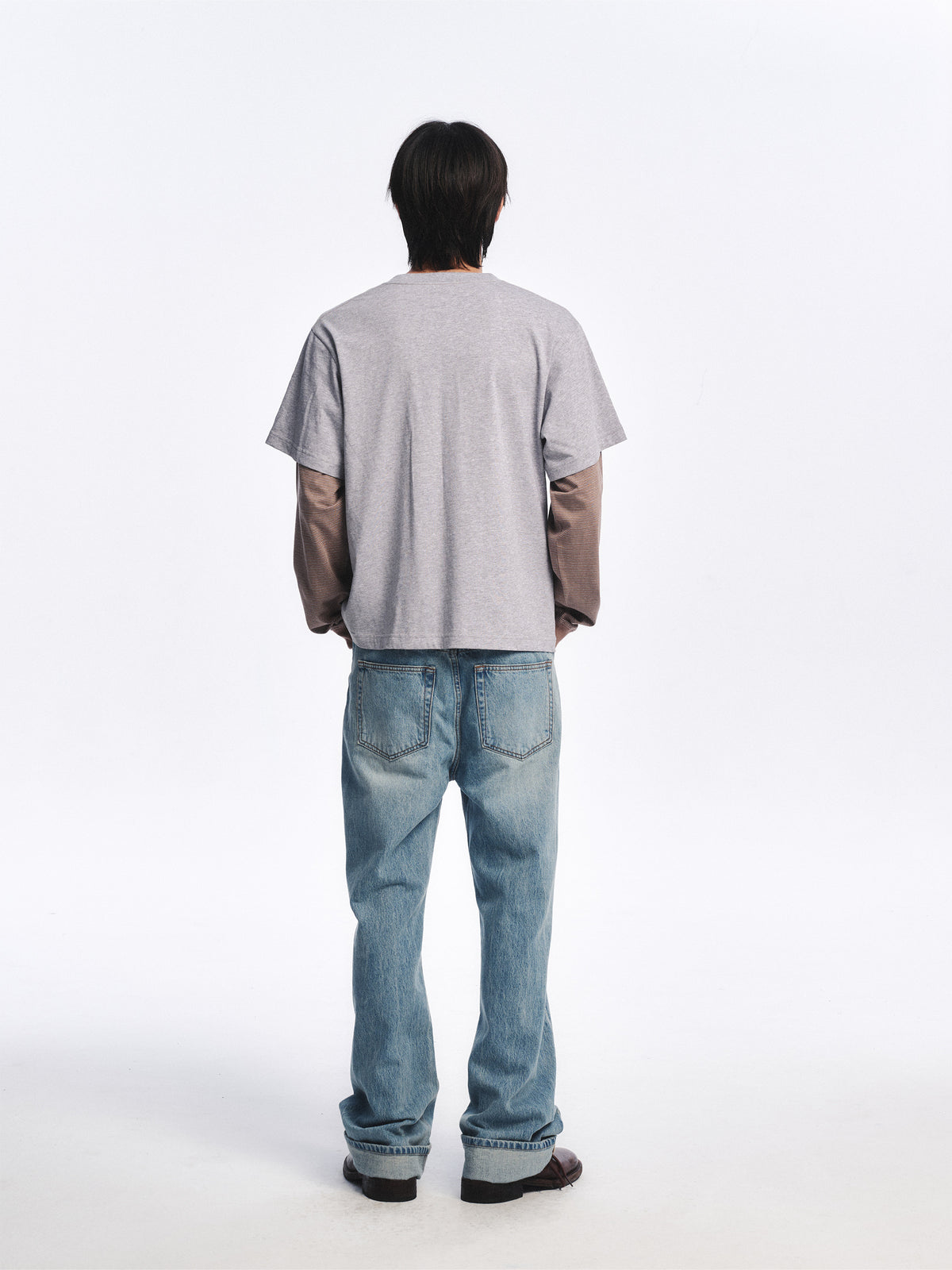 Low Classic Postcard Layered Tee Melange Grey