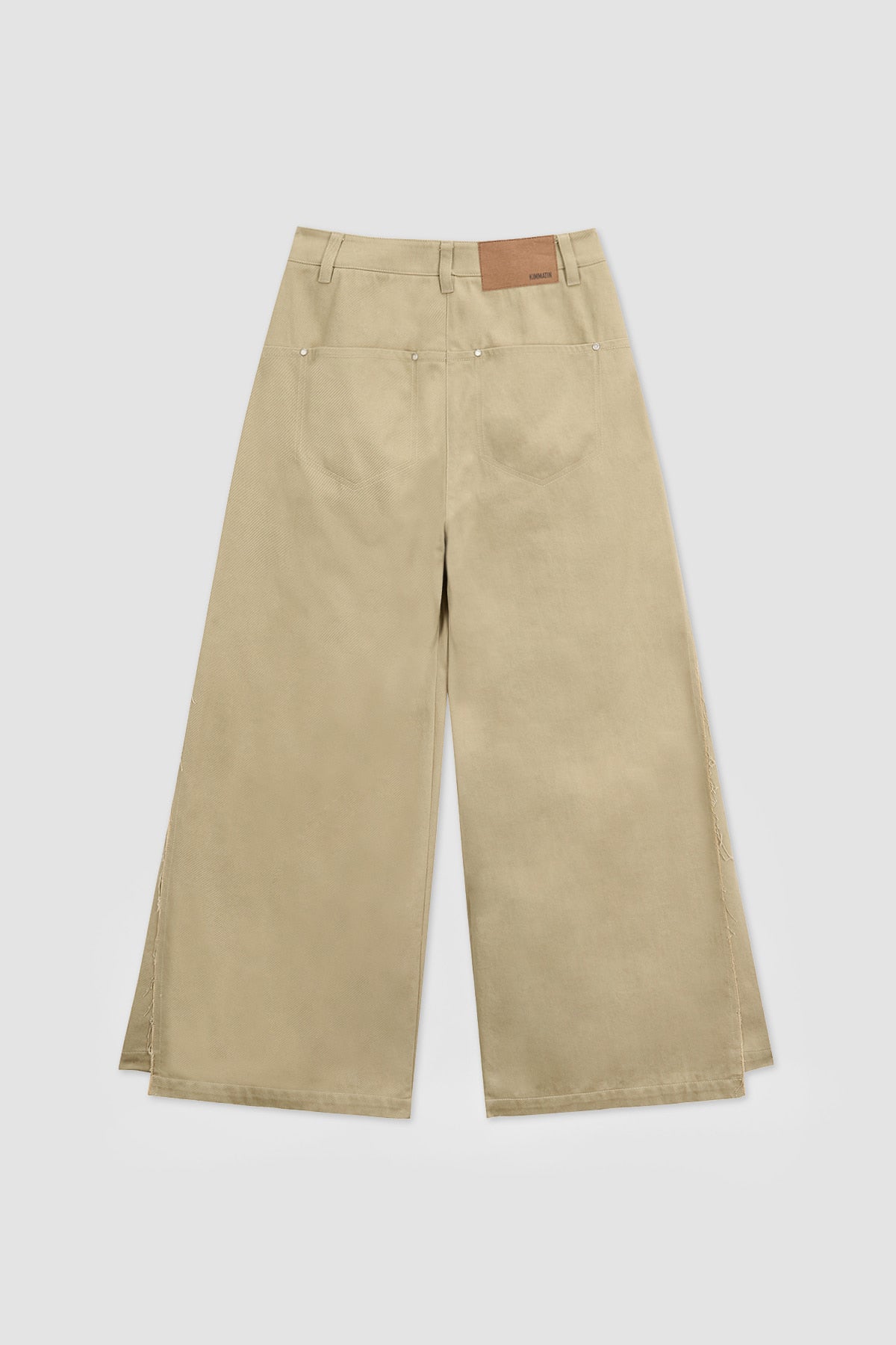 [matinkim] Cutting Detail Wide Cotton Pants IN Beige