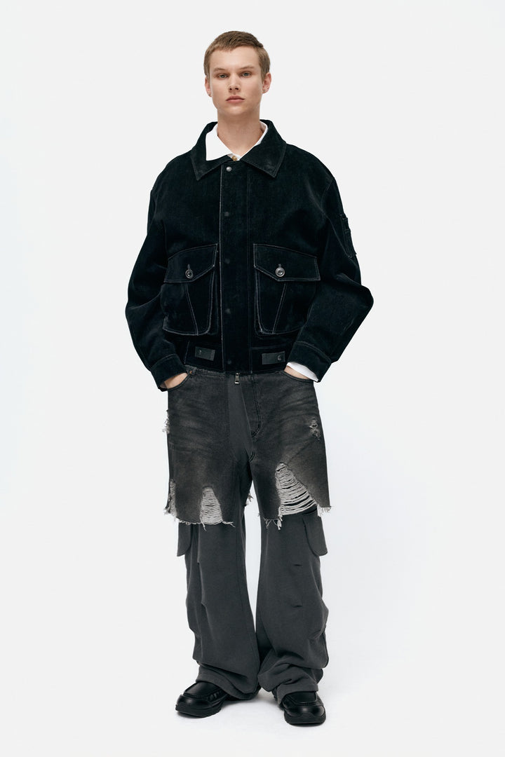 Andersson Bell Unisex Rugged Denim-Inset Sweatpants