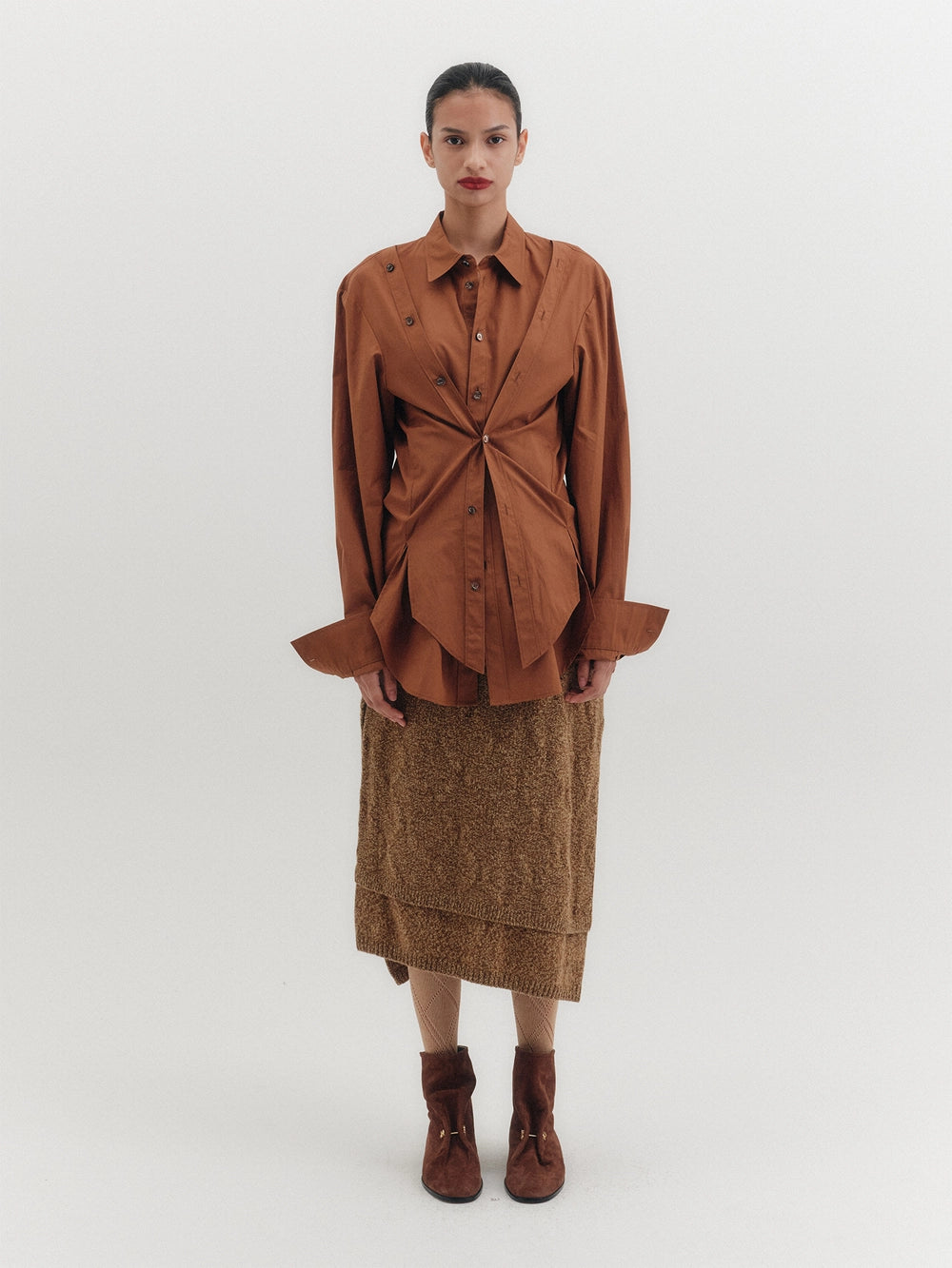 EENK Asymmetrical Knitwear Skirt - Camel