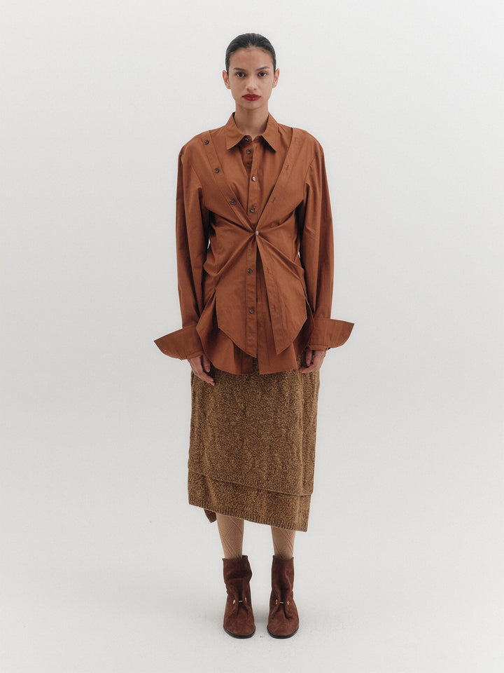 EENK Asymmetrical Knitwear Skirt - Camel