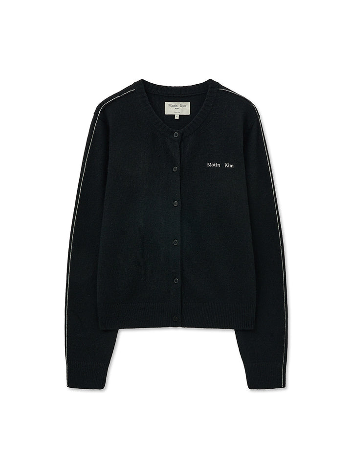 Matinkim Cashmere Blended Round Knit Cardigan IN Black