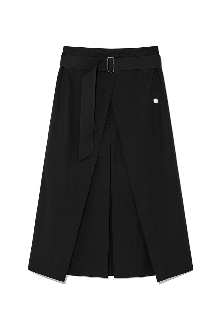 Matinkim A Line Pleats Belted Skirt IN Black