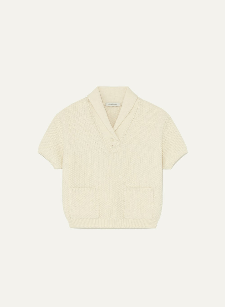 Kindersalmon Verbena Collar Knit Ecru