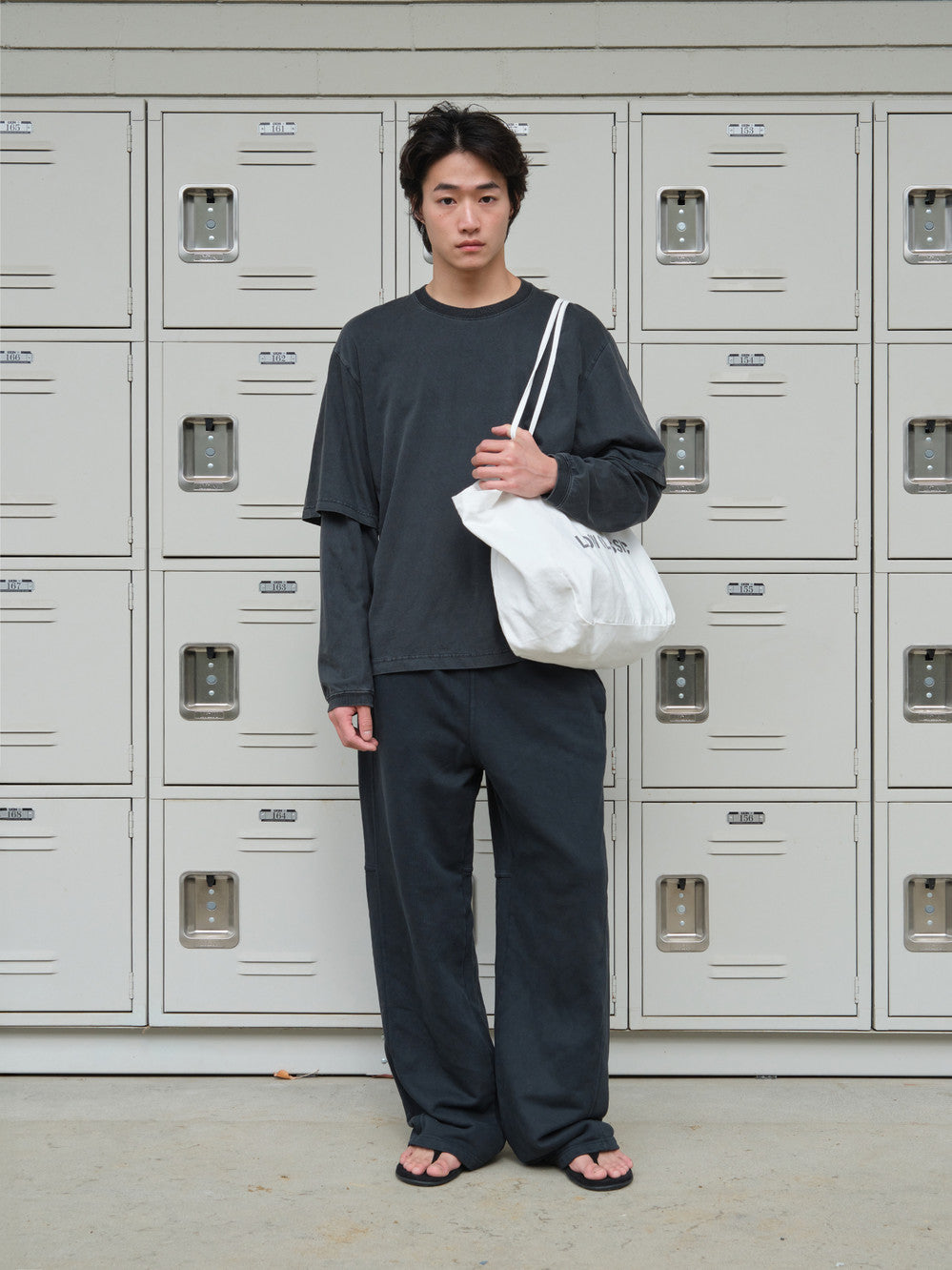 Low Classic Washed Loose Fit Sweatpants Charcoal
