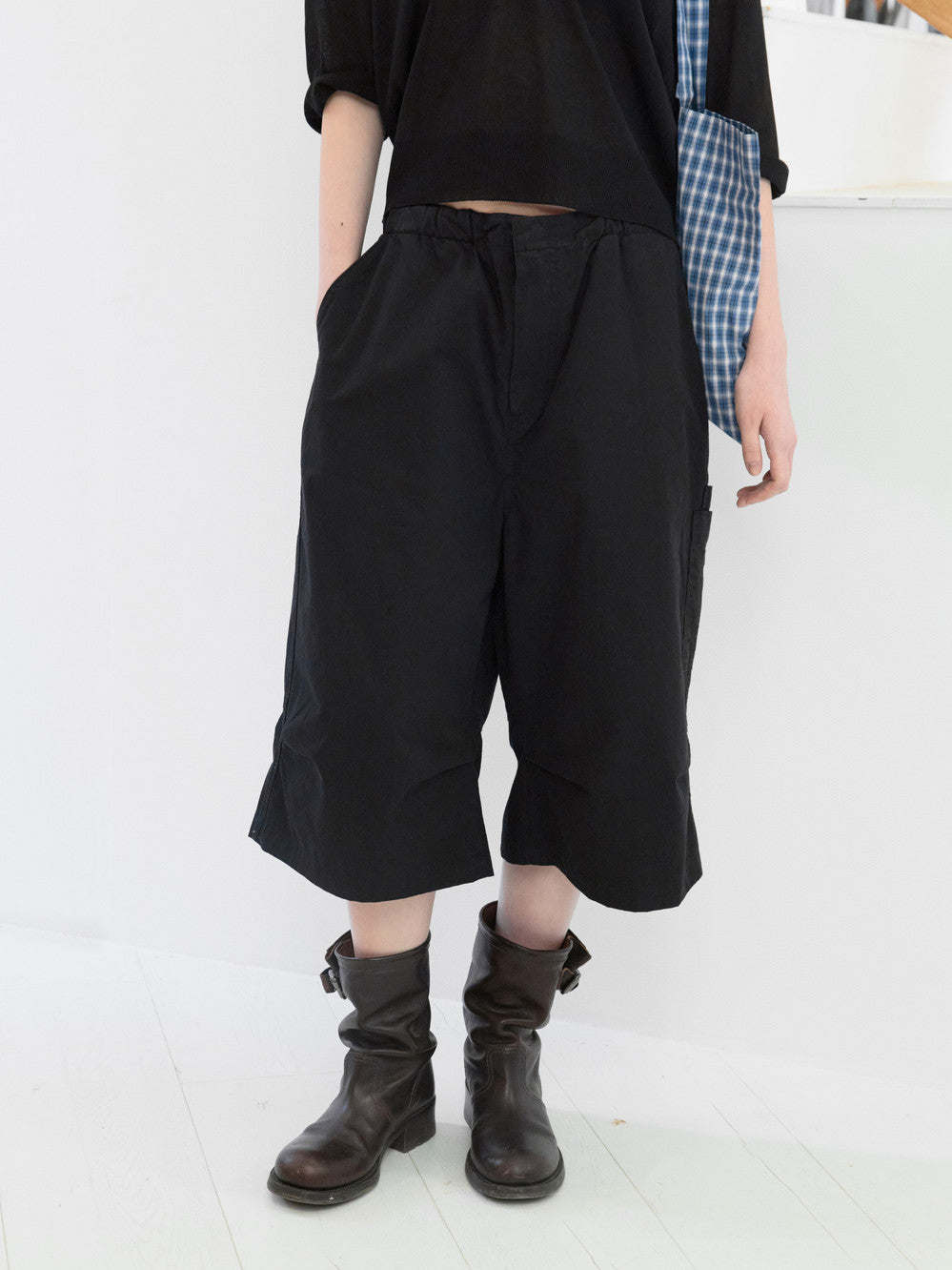 Low Classic Washed Cotton Cargo Half Pants Black