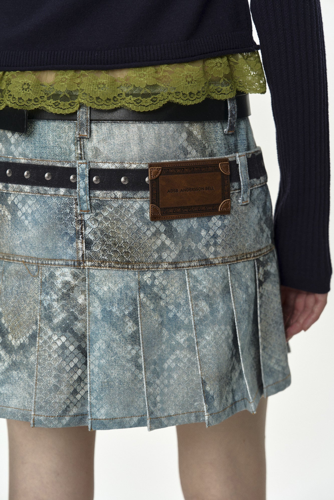 Andersson Bell Python Fade Denim Printed Skirt