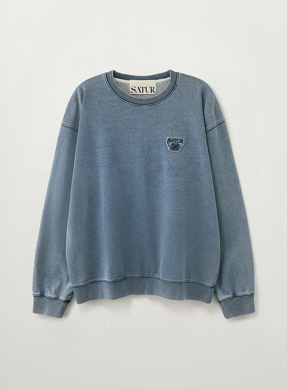 satur Denim Like Washed Sweatshirt - Blue - View 2