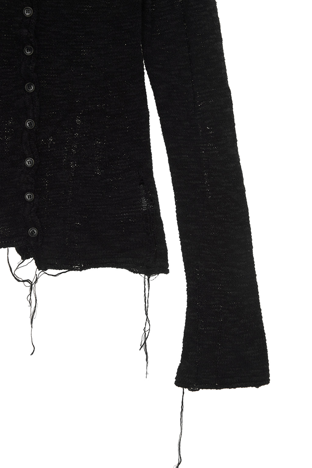 [matinkim] UNBALANCE BUTTON DETAIL CARDIGAN IN BLACK