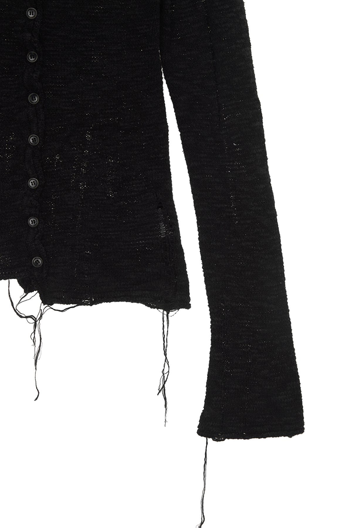 [matinkim] UNBALANCE BUTTON DETAIL CARDIGAN IN BLACK
