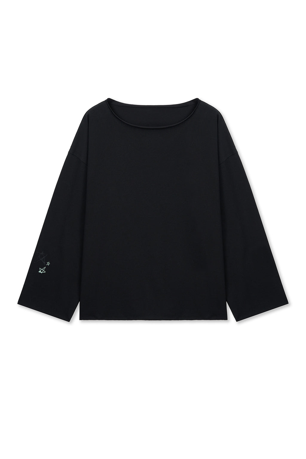Matinkim Raw Hem Finished Boat Neck Top IN Black