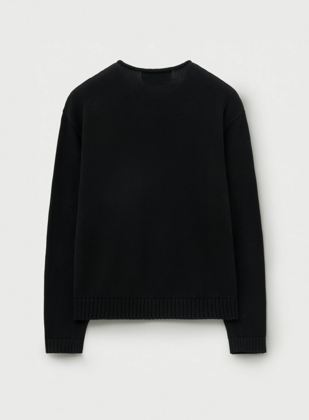 [satur] Rope Logo Embroidered V-Neck Knit - Black