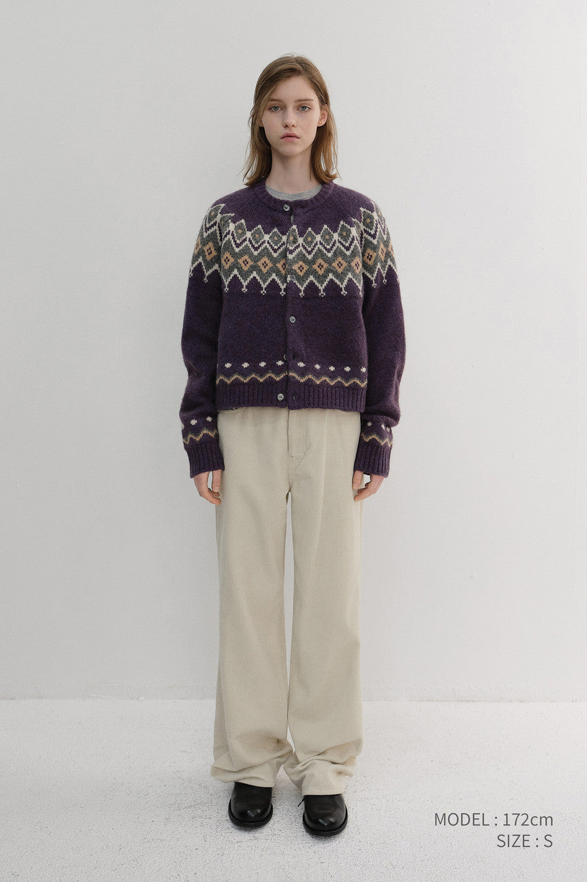 Dunst Unisex Chunky Pattern Cardigan Purple