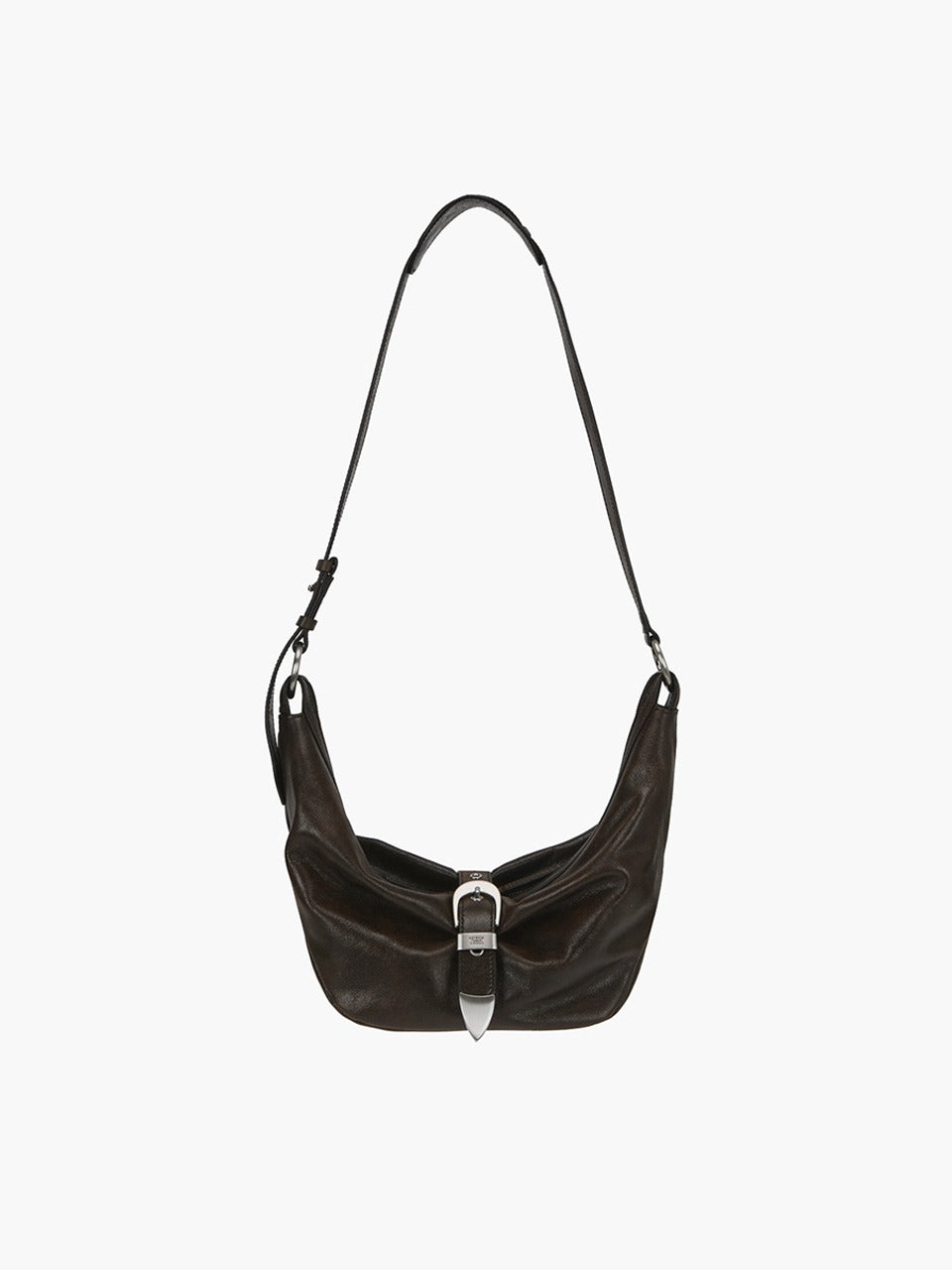 Margesherwood Belted Hobo Medium brown+black two-tone cracked