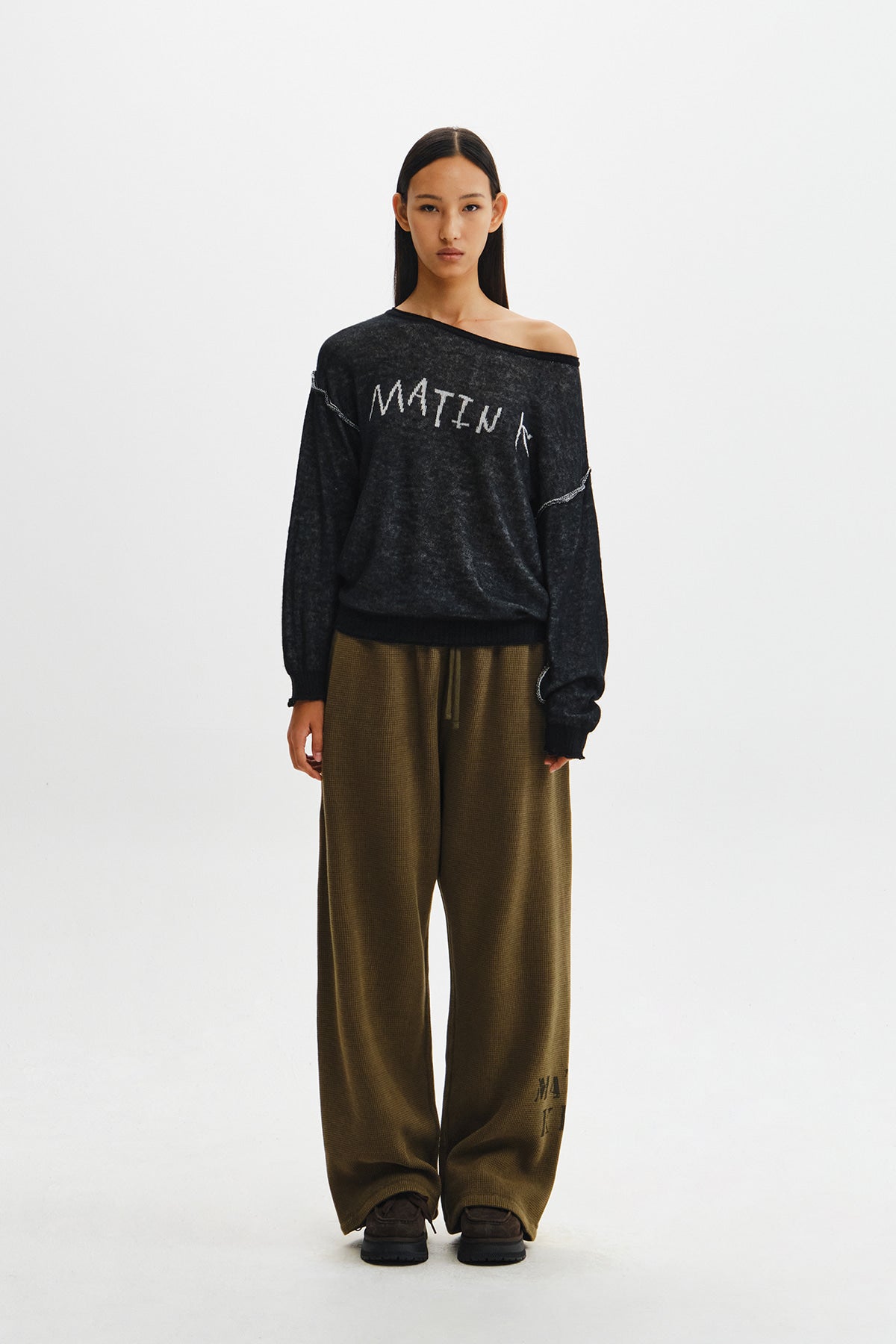 Matinkim Matin Washed Waffle Pants IN Khaki