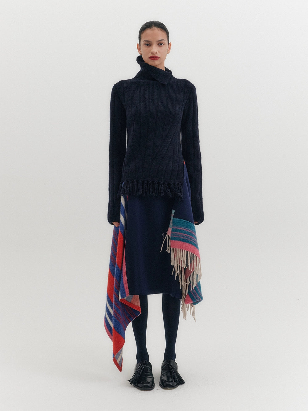 EENK Funnel Neck Knitwear Top - Dark Navy