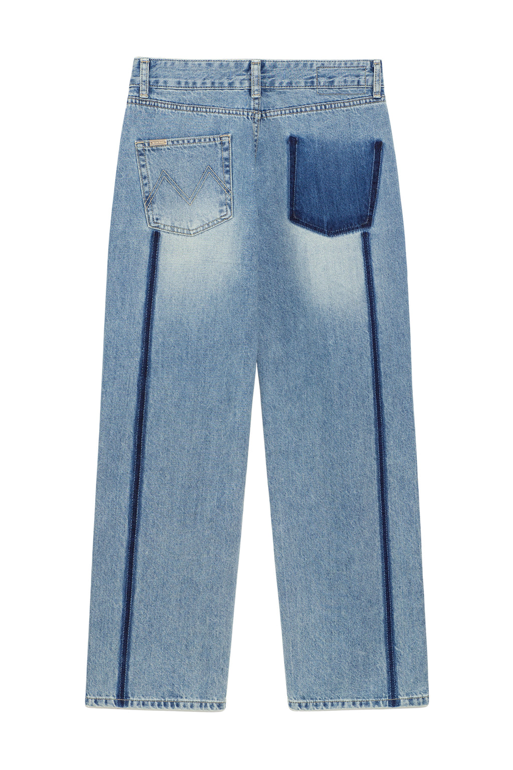 [matinkim] POCKET WASHED POINT DENIM PANTS IN LIGHT BLUE