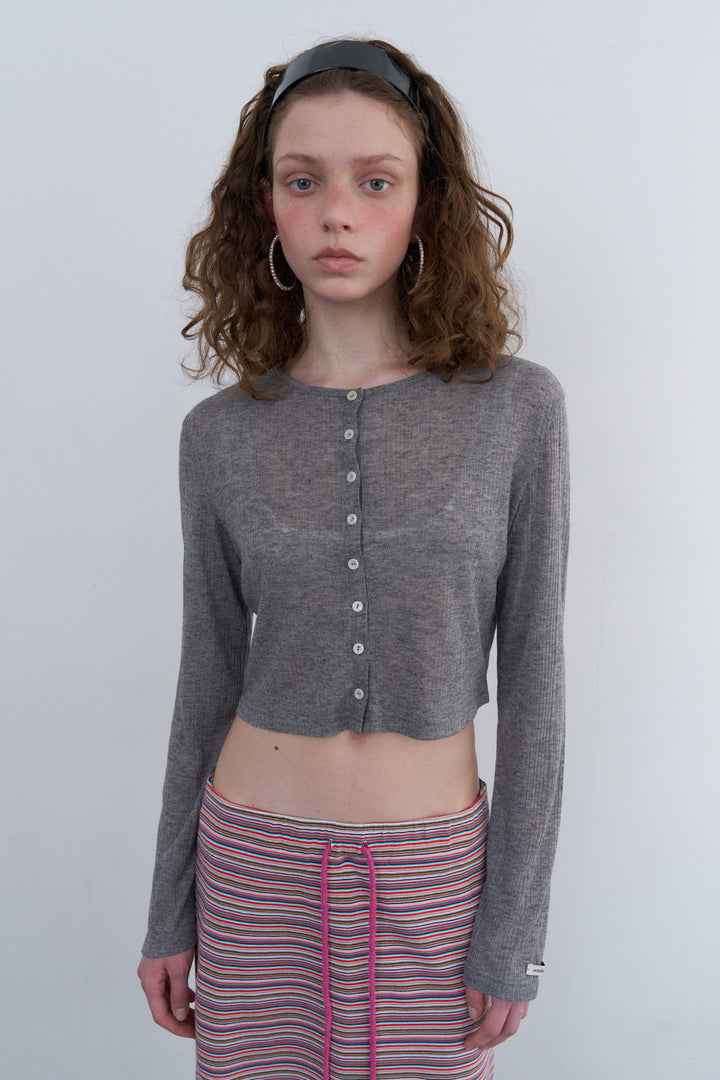Overdueflair Soft Mini Cardigan Melange Grey