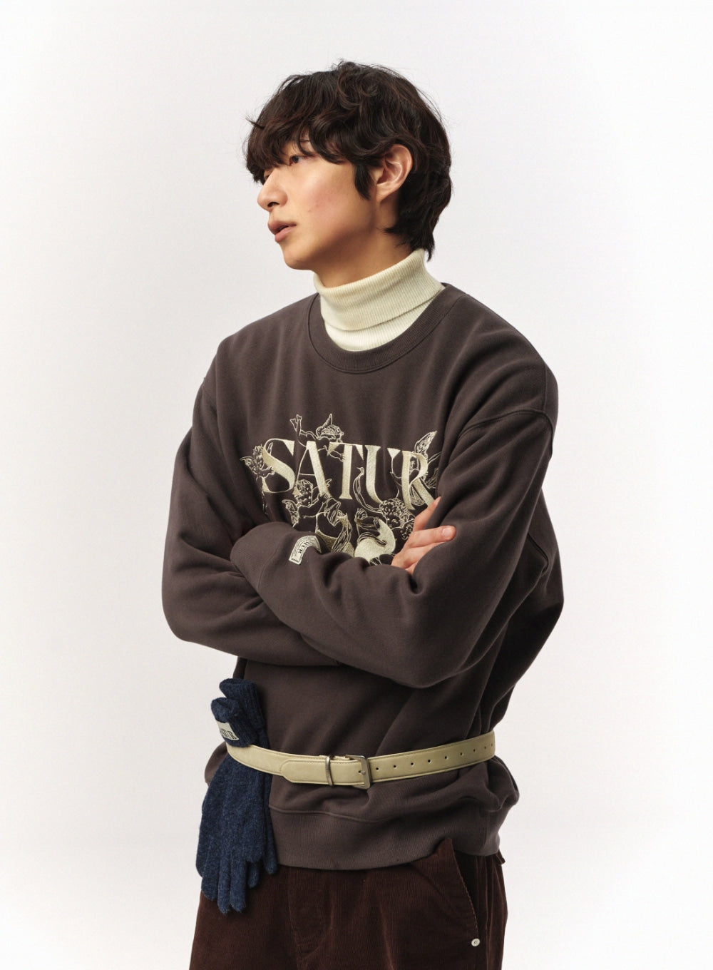 [satur] Angel Graphic Sweatshirt - Charcoal