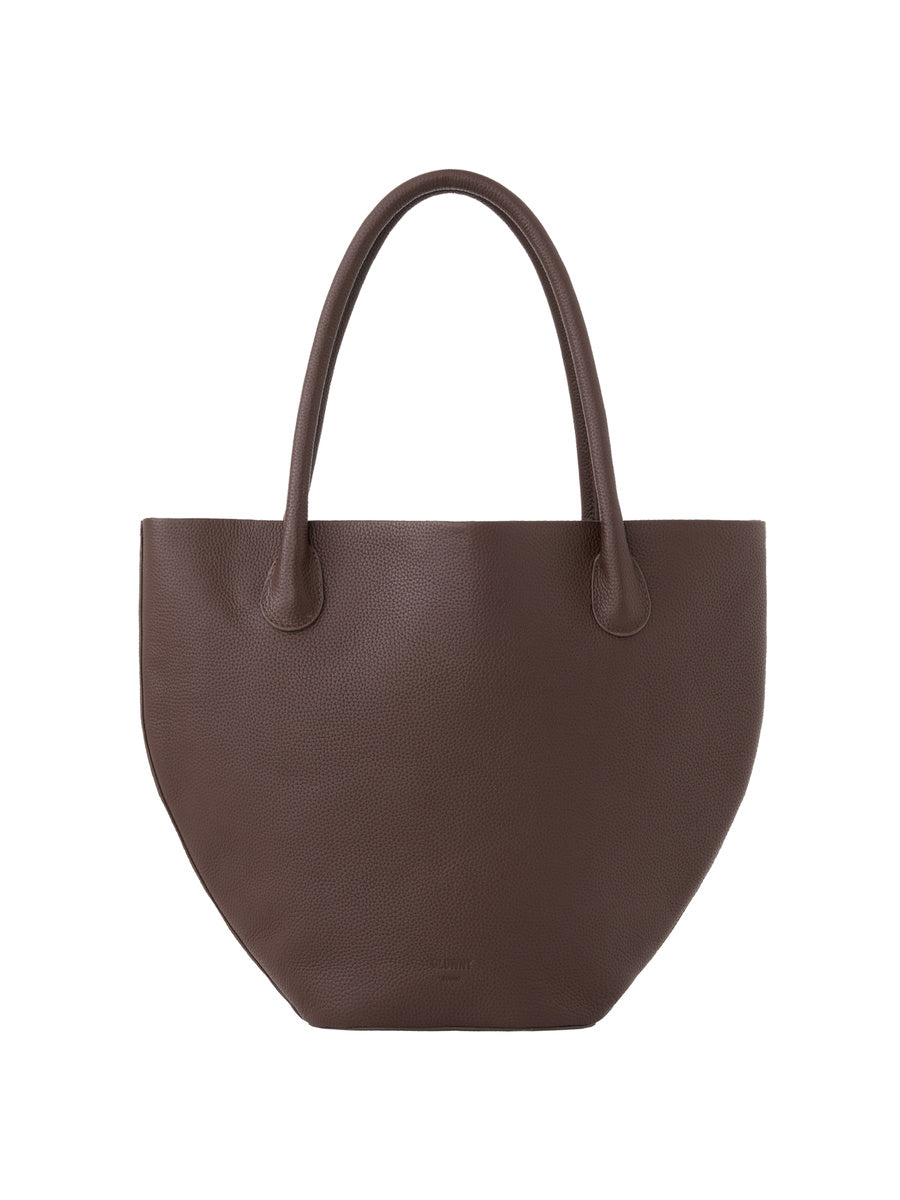 GLOWNY Half Moon Leather Tote Bag (Chocolate)